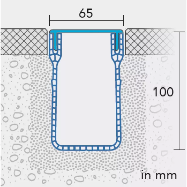 Entwässerungsrinne U-DRAIN pro UDP 100-65 Skizze